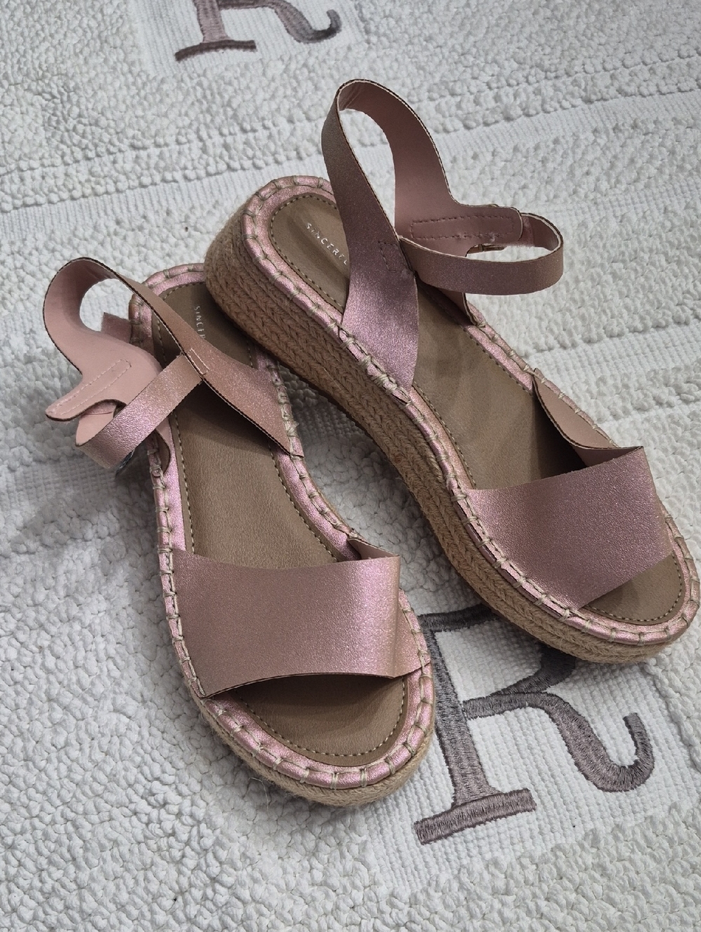 SINCERELY JULES GLITTER PINK VELCRO WEDGE GIRLS 4